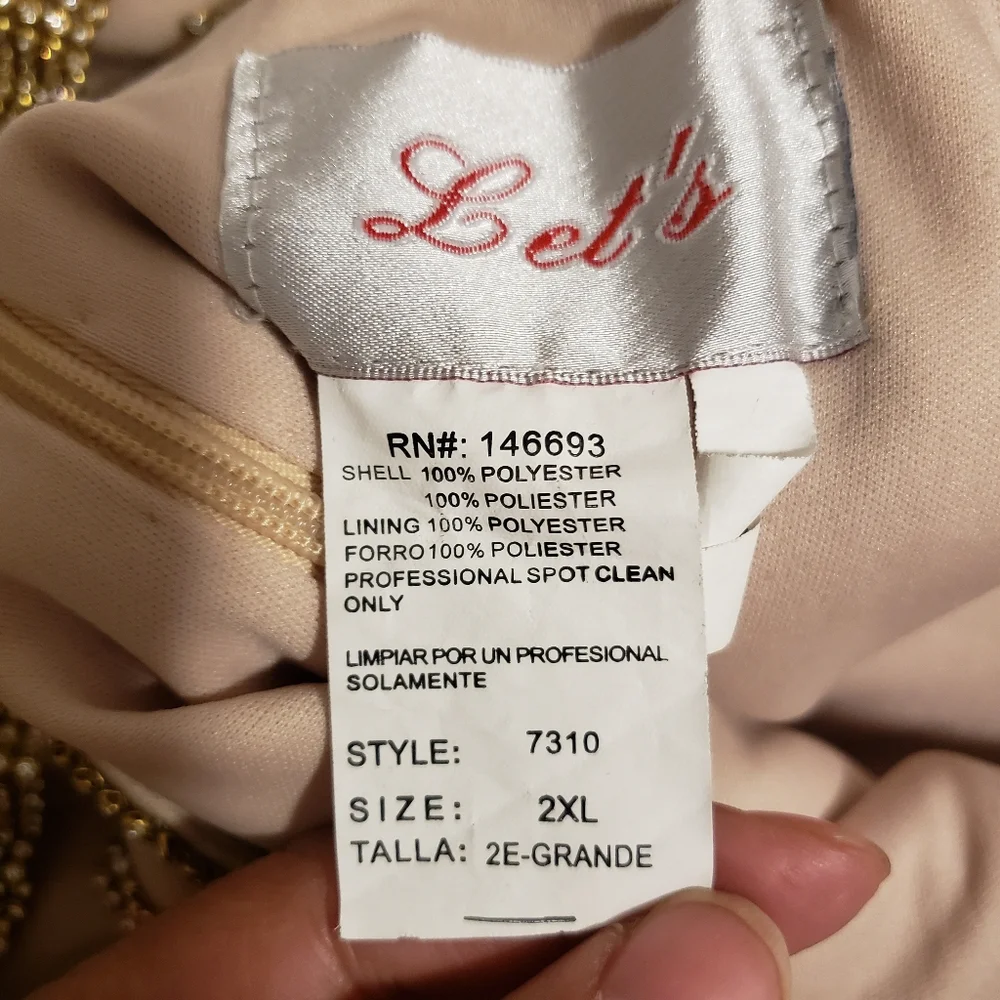 PARTY GOLD LONG DRESS WITH RHINESTONE SIZE 2XL - Picture 16 of 16